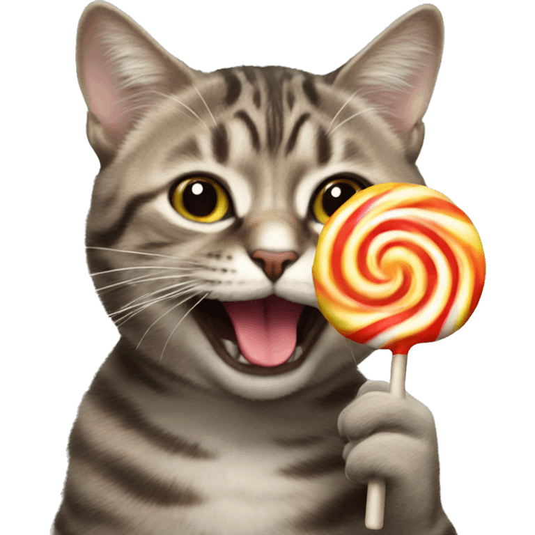 Cat eating lollipop  emoji