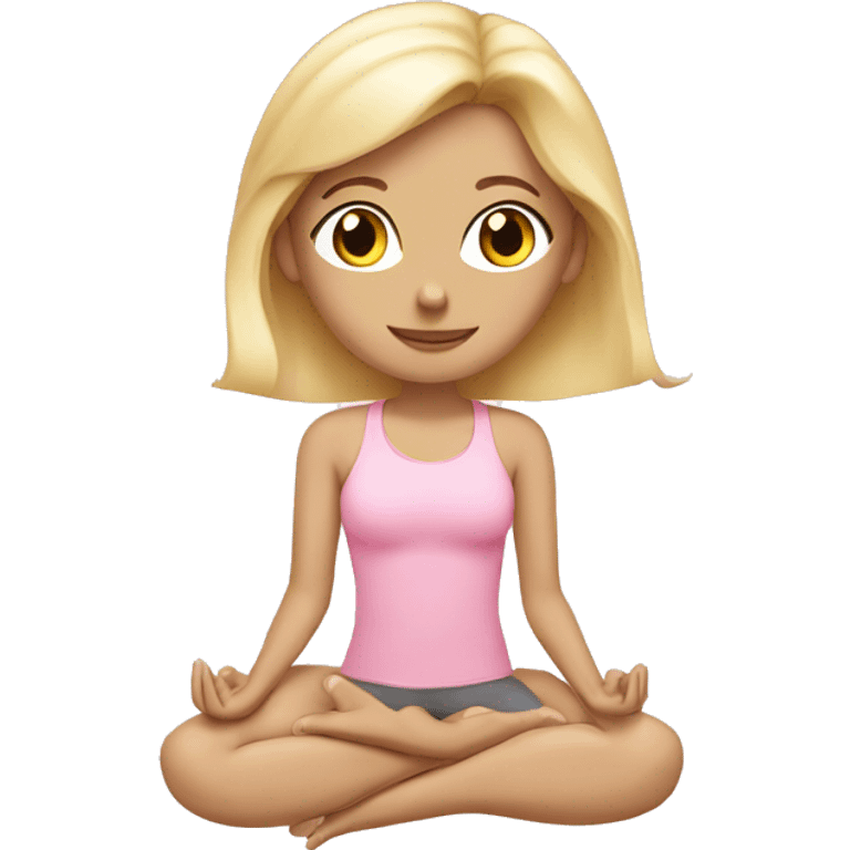 blonde yoga girl light pink clothes n emoji