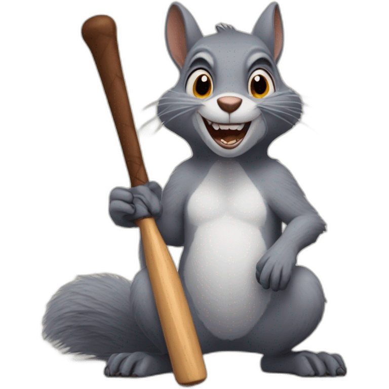 an evil squirrel holds a bat in its paws emoji