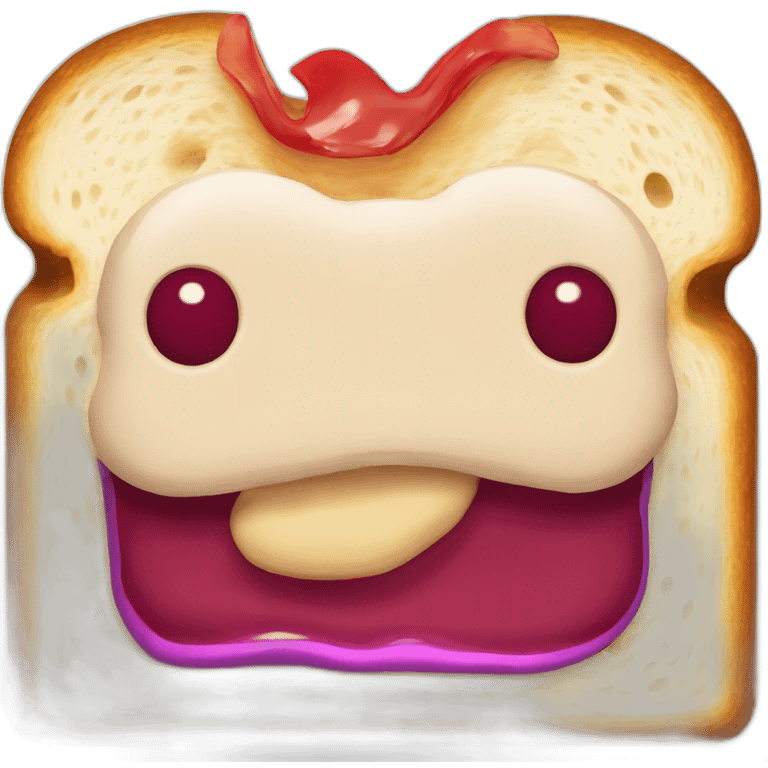 cross section of a pb&j sandwish with a face emoji