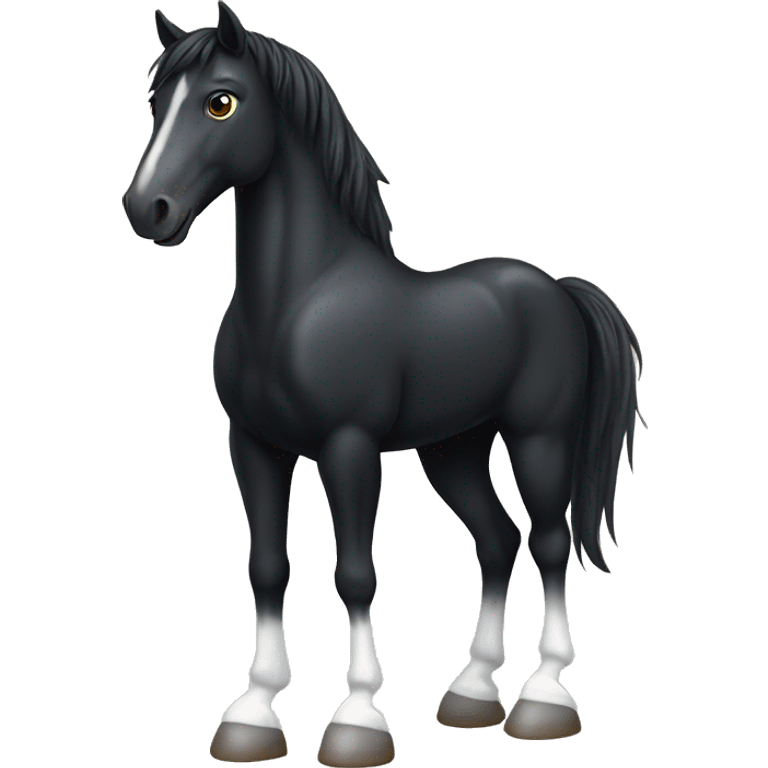 Black Horse with white socks on the hind legs emoji