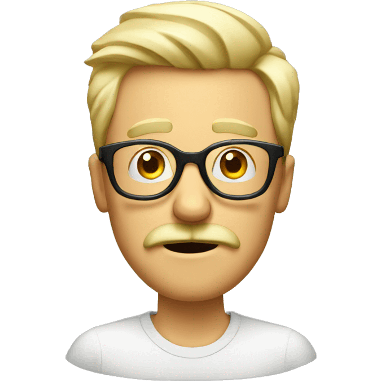 very shocked man with moustache and glasses, blond emoji