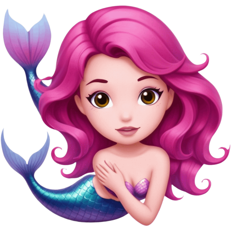 brunette hair pink mermaid  emoji