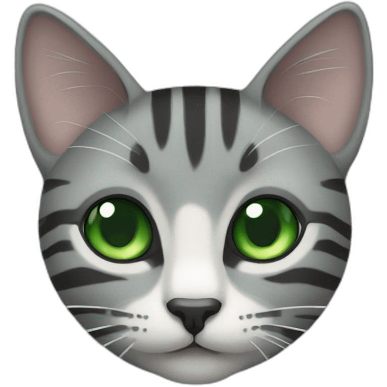 grey striped cat with green eyes emoji