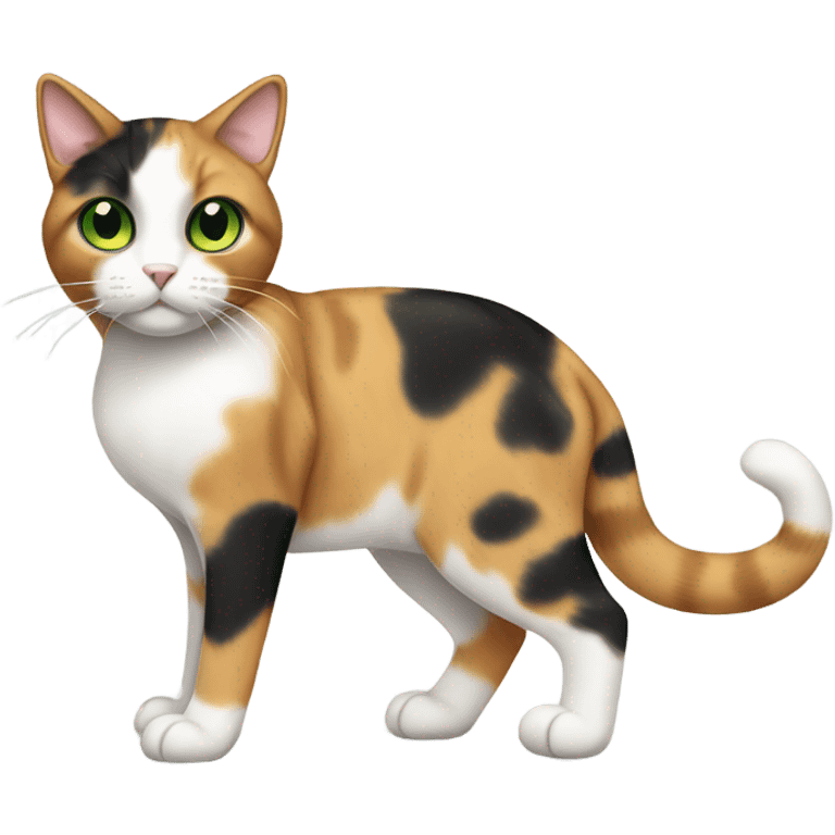 Full Body Calico Cat with Green Eyes emoji