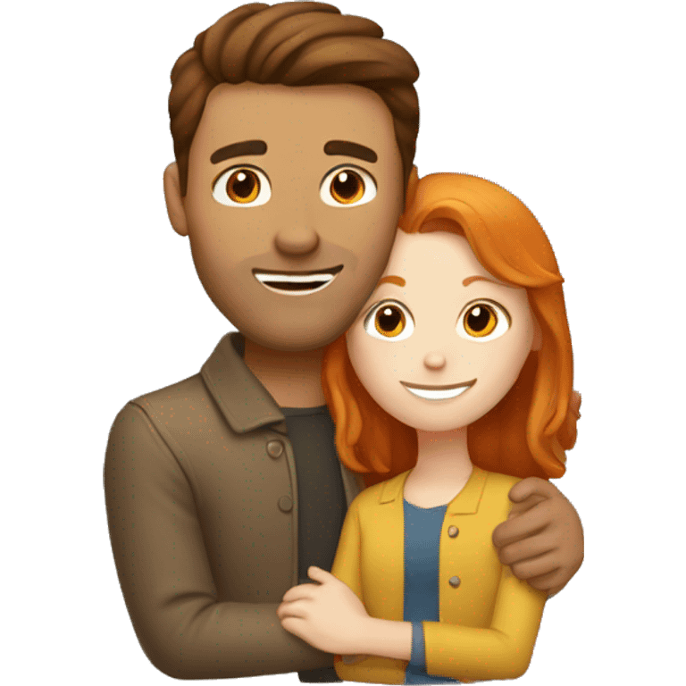 Brunette guy with ginger girl hugging emoji