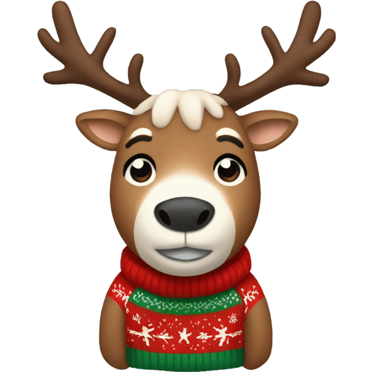 Reindeer wearing a Christmas sweater  emoji