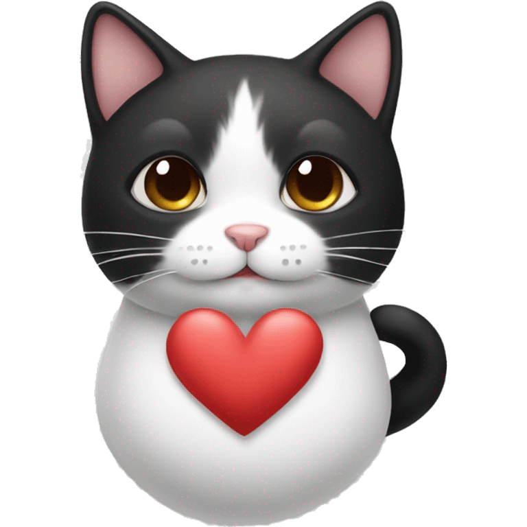 Black and white cat with a heart shaped mole emoji