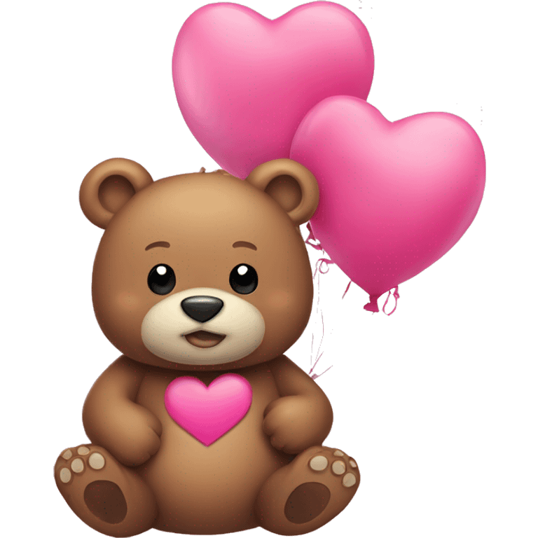 Bear with heart and balloons pink emoji