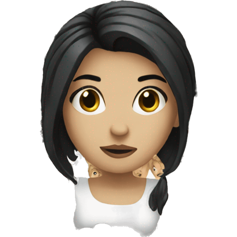 White girl with black hair rock on emoji