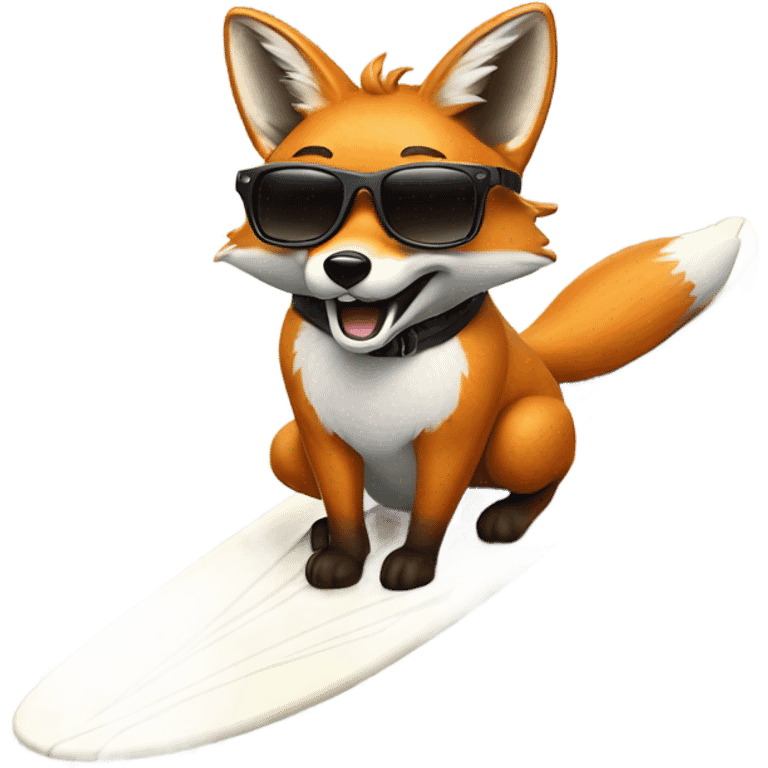 Fox wearing sunglasses and surfing emoji