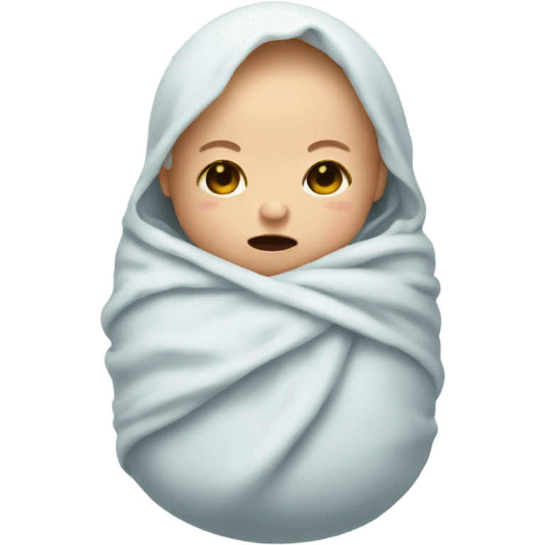 Swaddled crying baby emoji