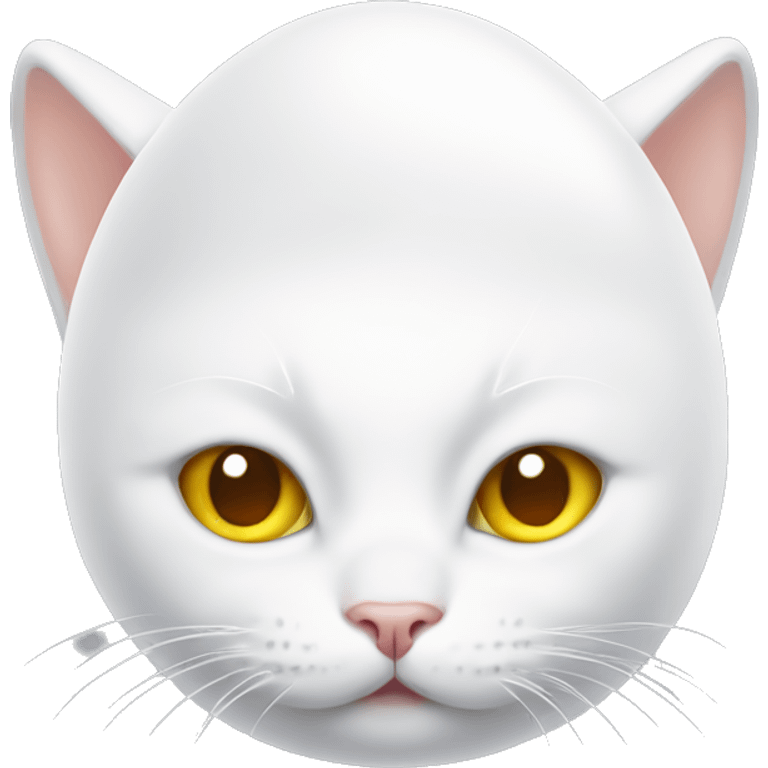 White Cat with an egg on top of its head emoji