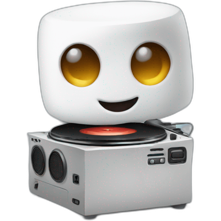 marshmallow playing dj emoji