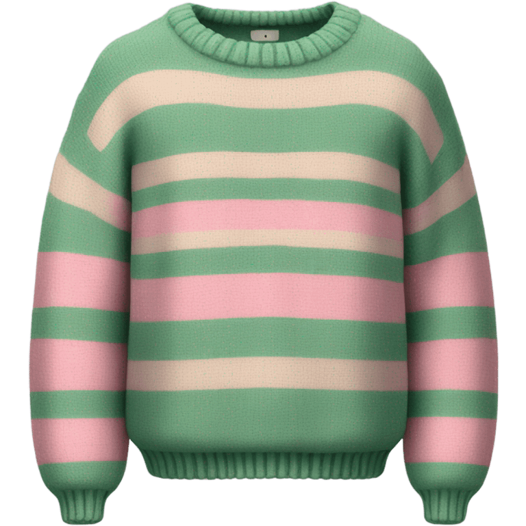 Sage and pink striped cropped oversize wool sweater, isolated emoji