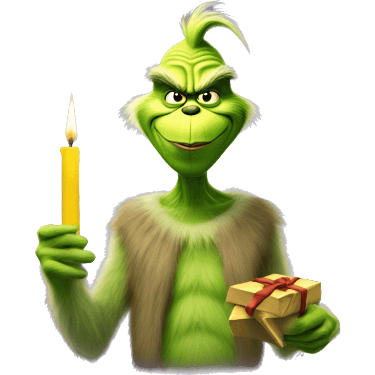 The grinch with a Hanukah menorah  emoji