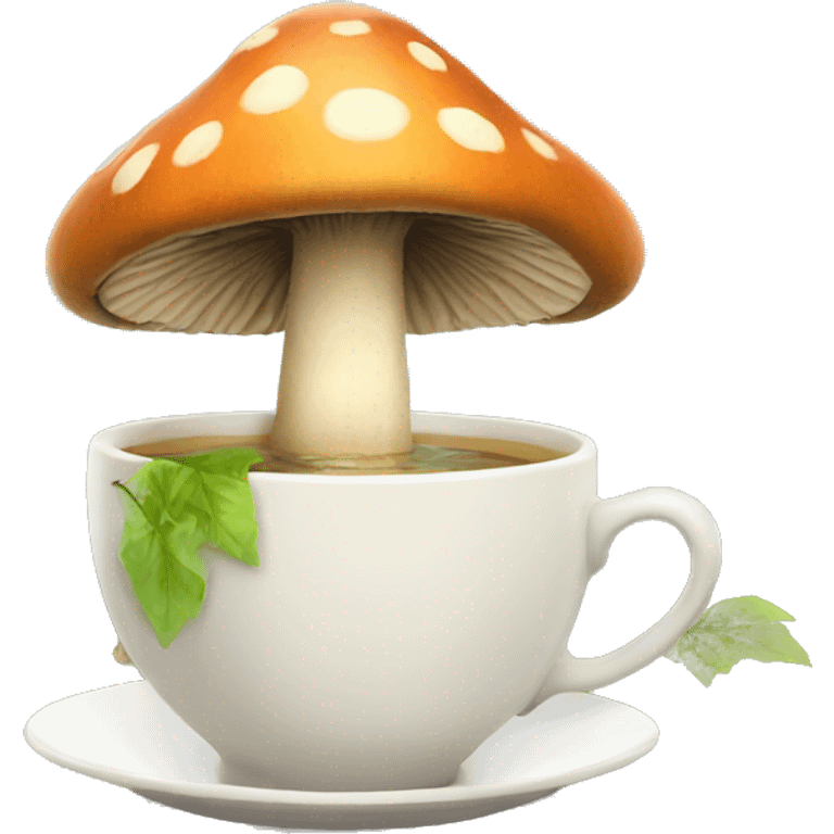 Mushroom drinking tea emoji