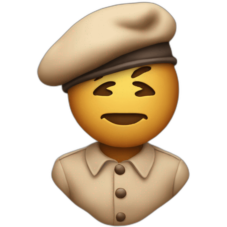 poop emoji with beret emoji