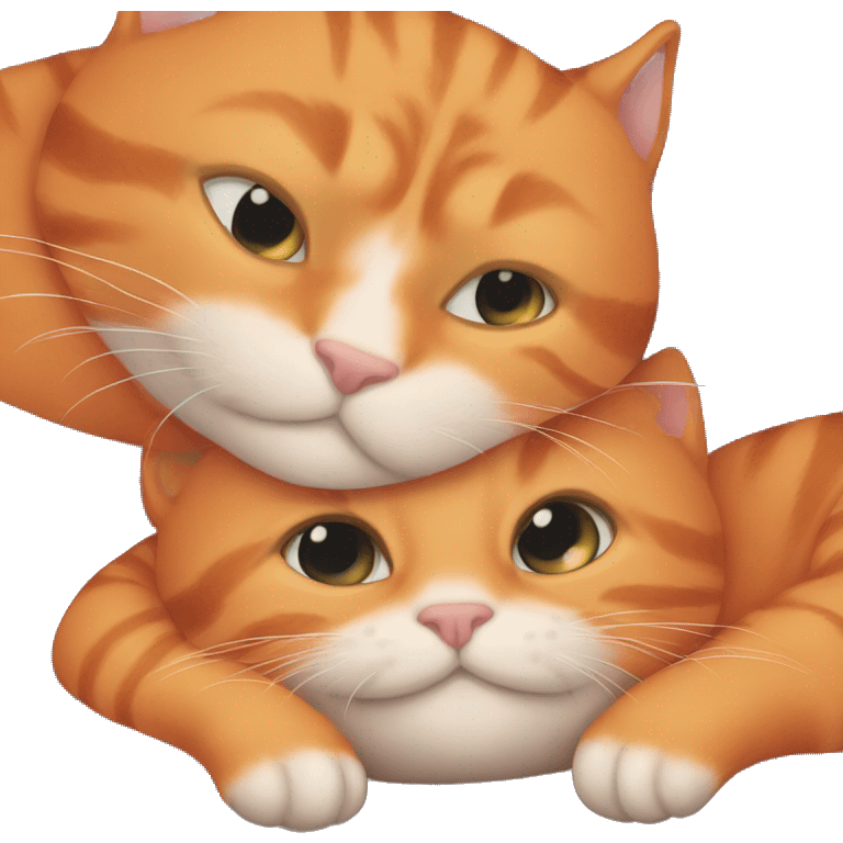 Two separate orange cats cuddling together emoji