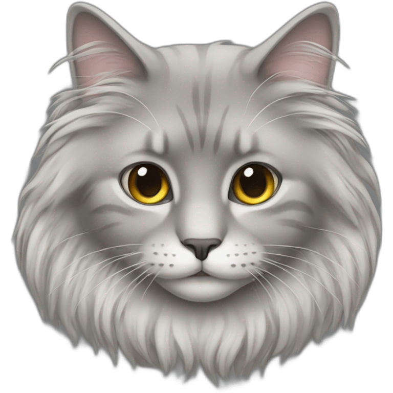 Long Hair cat gray emoji