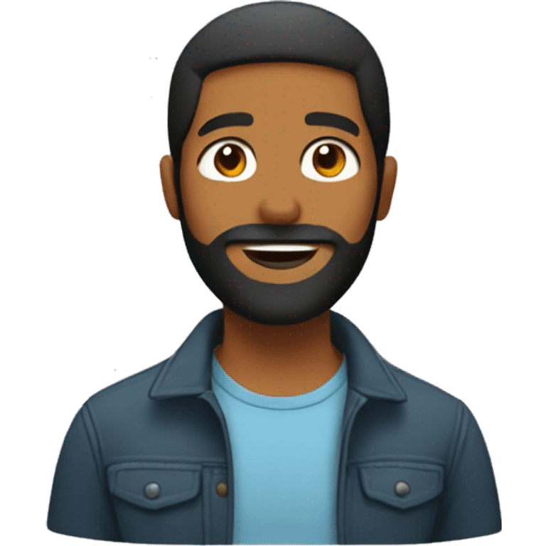 Brown man with beard with a red plant emoji