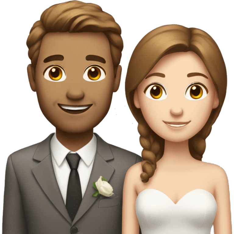 white couple with brown hair marries emoji