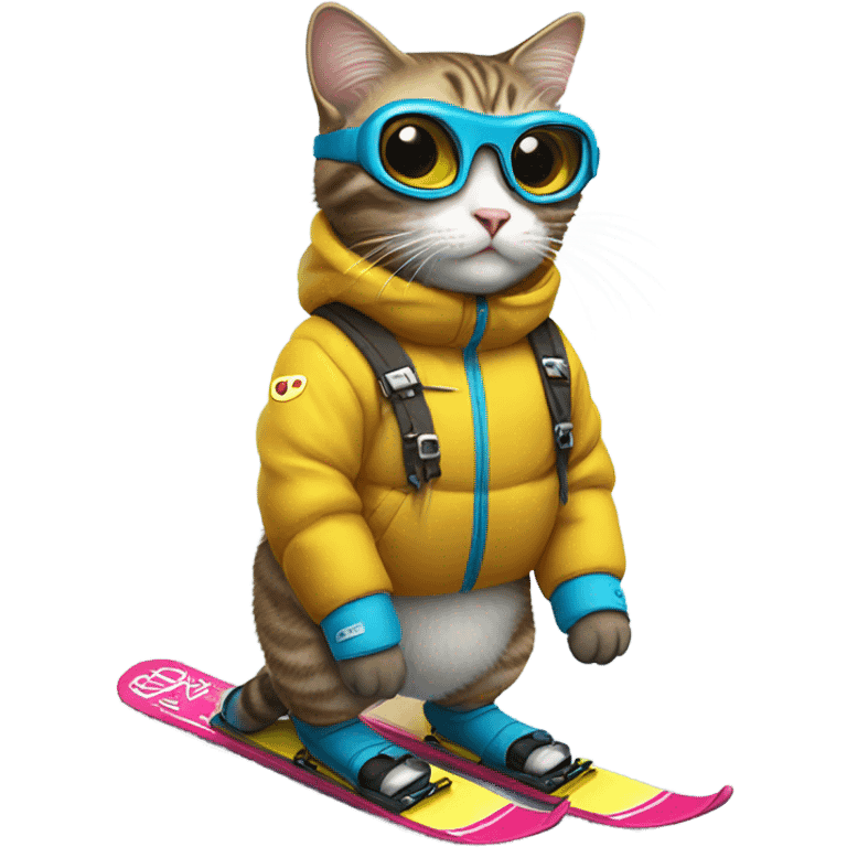 A cat skiing ￼ emoji