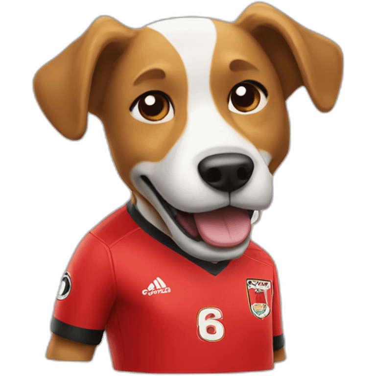 Cartoon Dog soccer mascot in Southampton jersey emoji