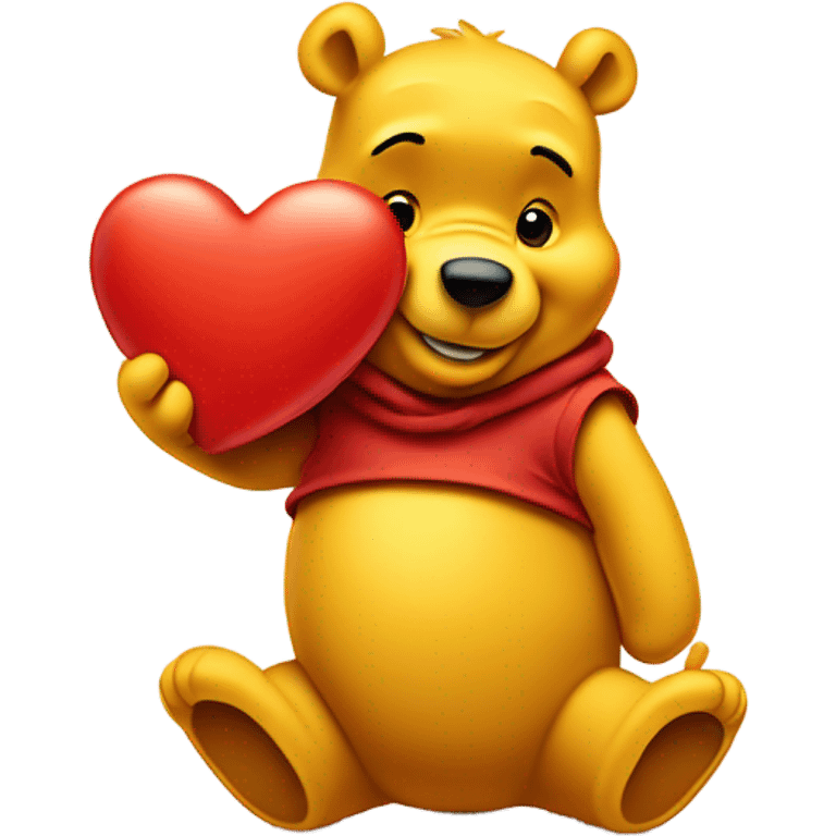 Winnie the Pooh with a red heart  emoji