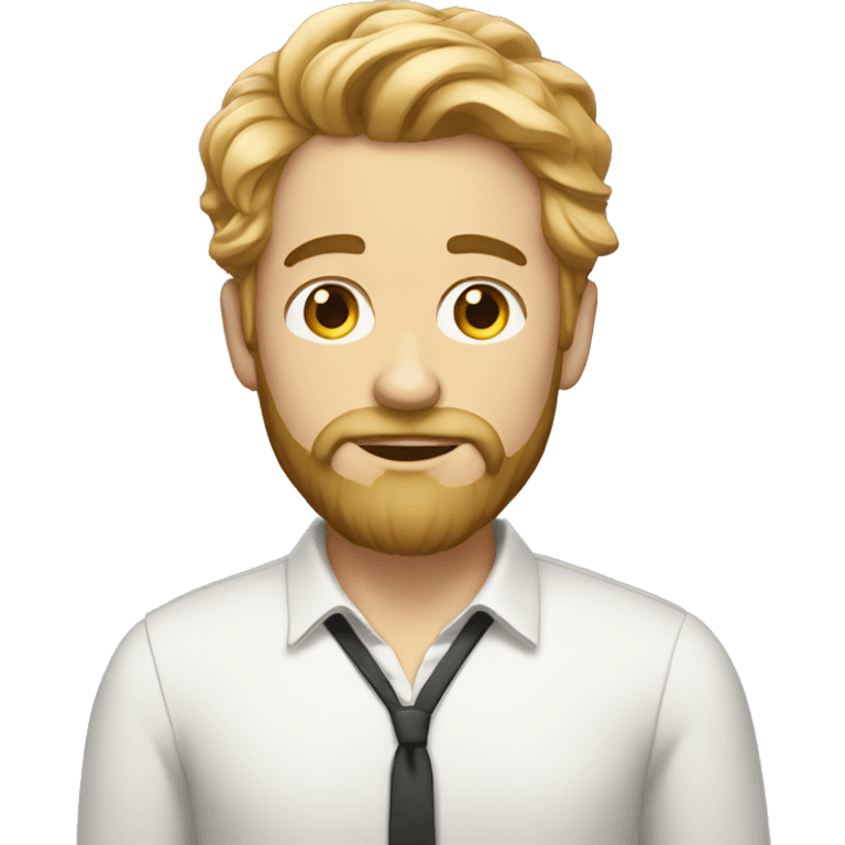 A white man with a beard and a fashionable hairstyle is intrigued emoji