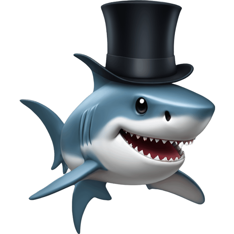 Shark with a top hat emoji