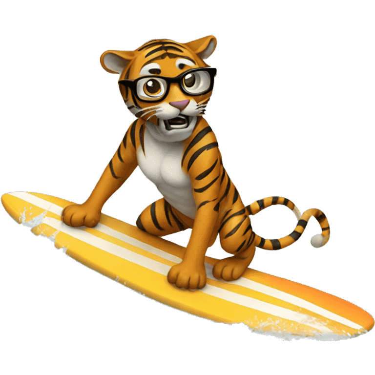 Tiger surfing with glasses  emoji