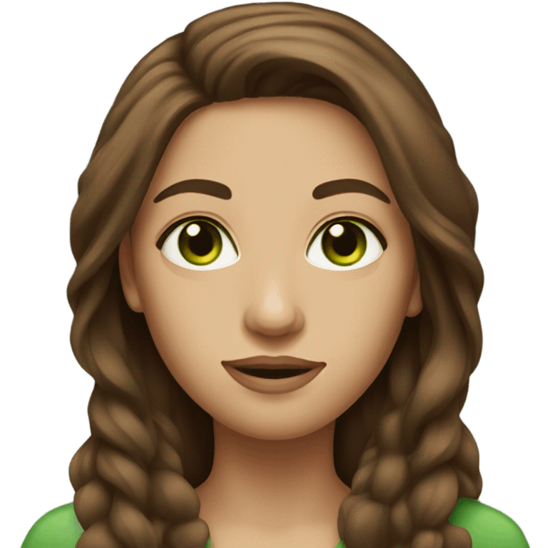 woman with long brown hair green eyes emoji