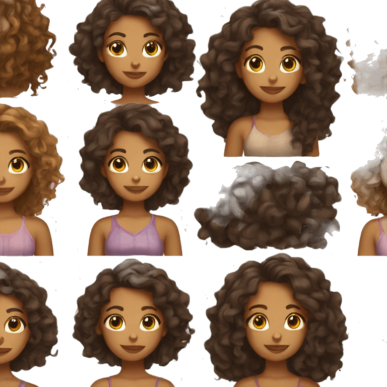 girl with brown curly hair and sunkissed with a tan emoji