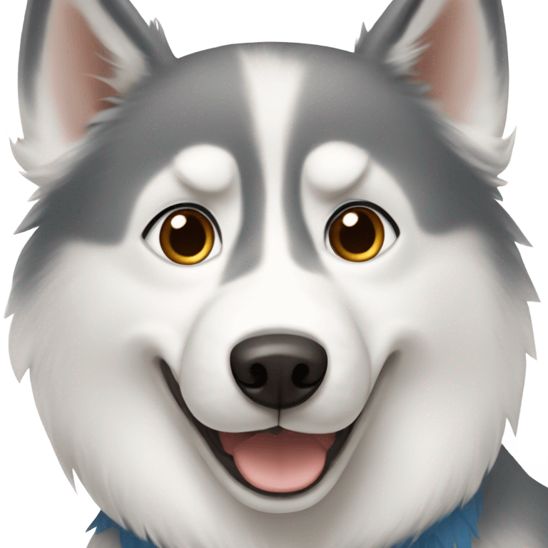 One. Grey Husky with blue eyes, a beige HUSKY with brown eyes and a white Westies emoji