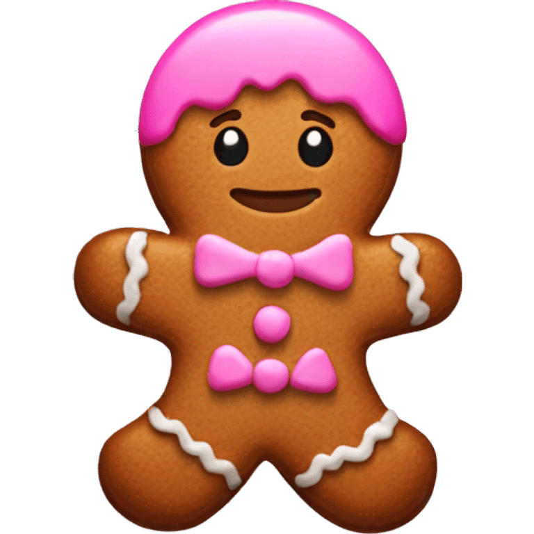 Gingerbread man with pink  emoji