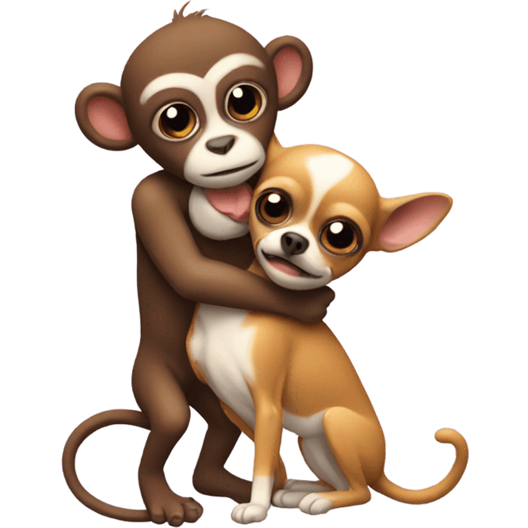 Small monkey putting a chihuahua in a headlock emoji