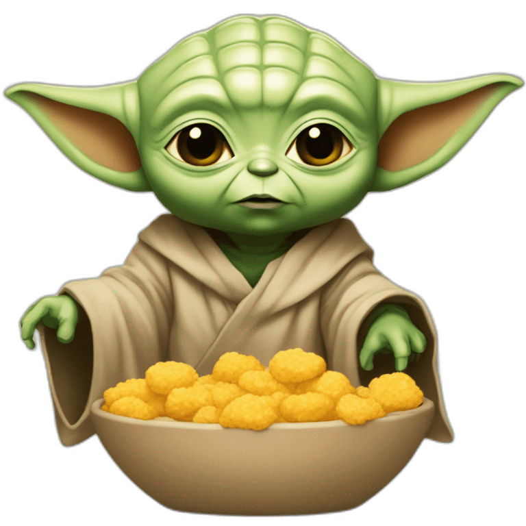 Bébé Yoda qui mange des nuggets emoji