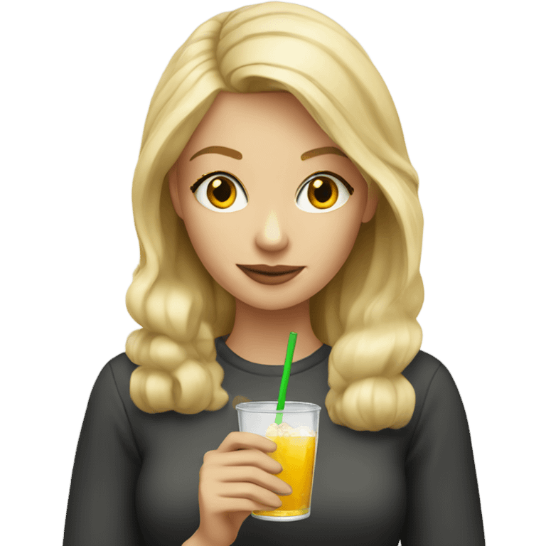 Blonde girl with a drink emoji