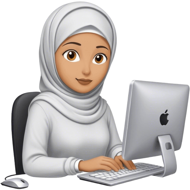 hijab woman working in computer emoji