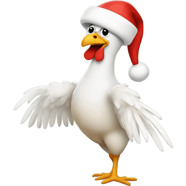 Dancing chicken in a Santa hat emoji