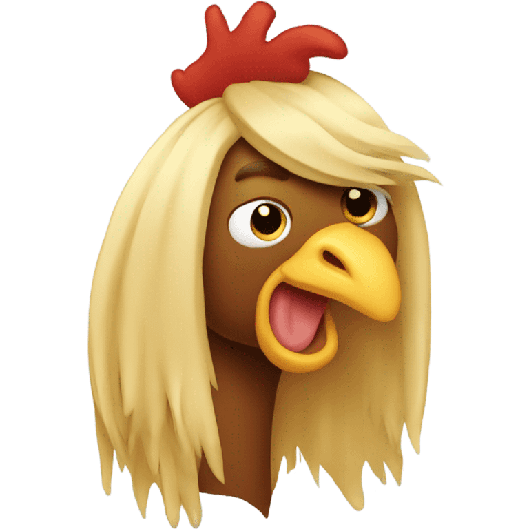 Rooster with long blonde hair emoji