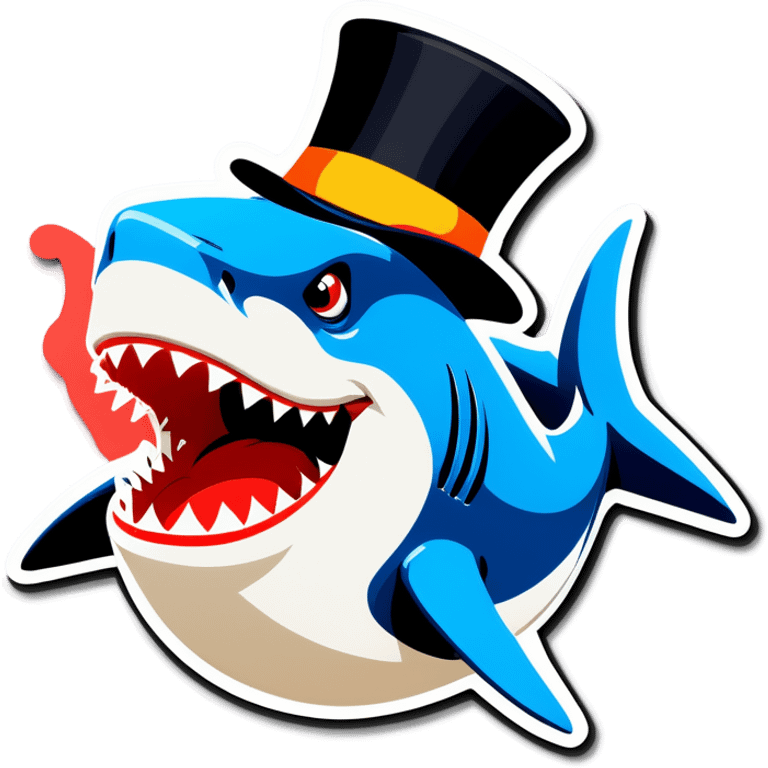 Shark with a top hat emoji