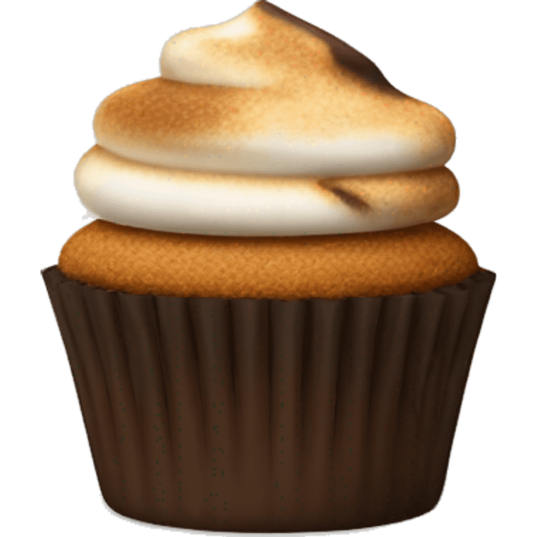 S’mores cupcake with chocolate and graham cracker emoji