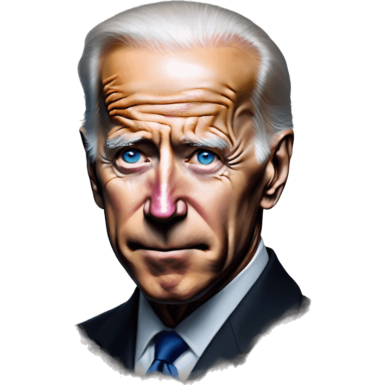 Tattooed Biden in Vampire Survivors style, oil paint, mysterious eyes, intricate lips, masterpiece portrait, beautiful, desirable, logical emoji