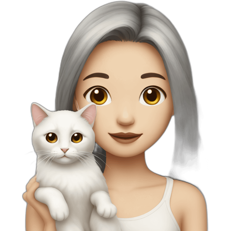 asian girl with ragdoll cat emoji