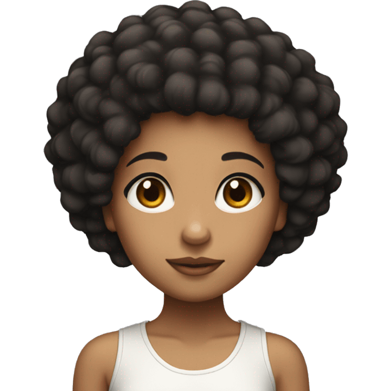 Short girl with afro black hair and brown eyes emoji