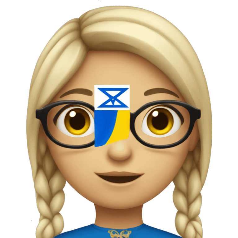 Ukrainian girl with glasses holding Israeli flag  emoji