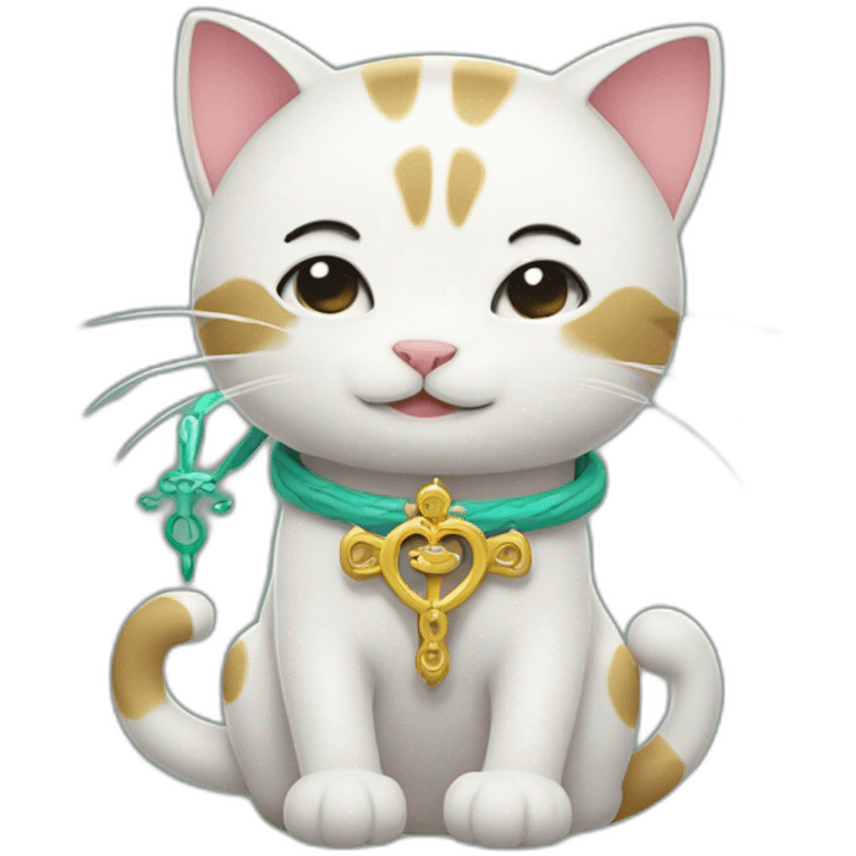 Chinese cat hugging entire Caduceus emoji