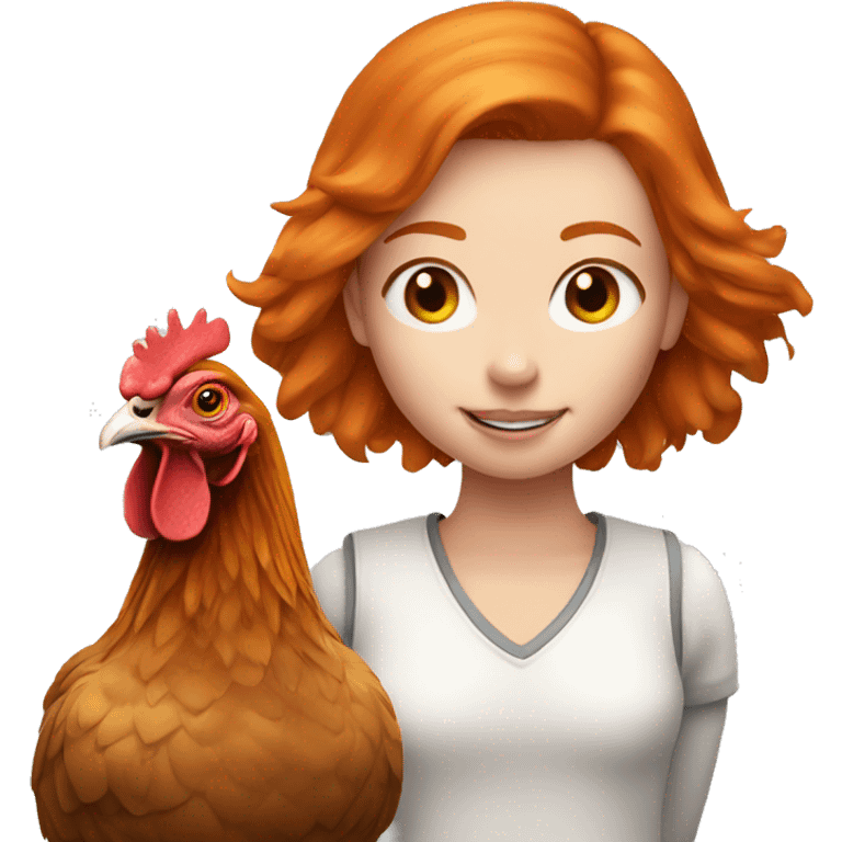 Ginger girl with a brahma hen emoji